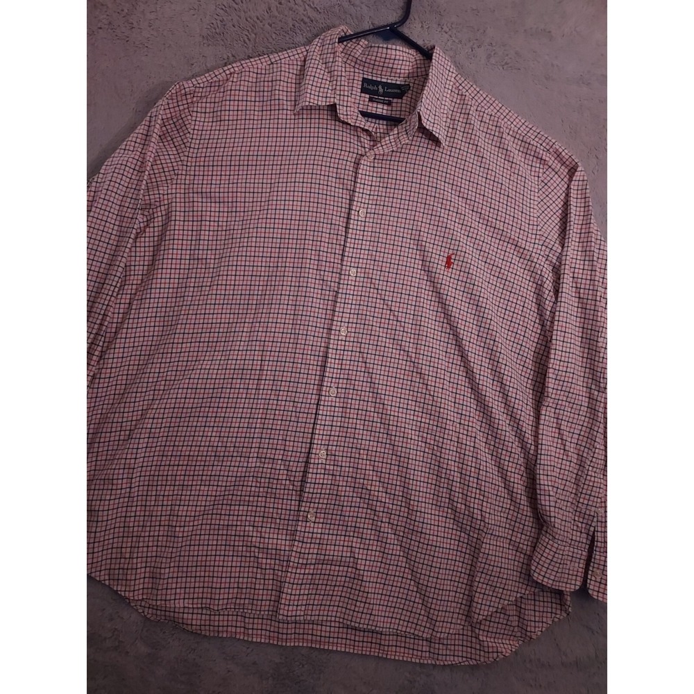 Vintage Polo Ralph Lauren Shirt Mens 2XB XXL Big Colorful Plaid Oxford Preppy